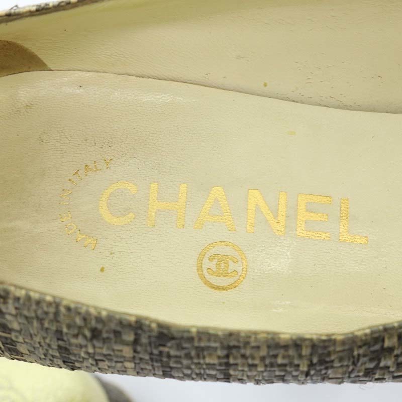 シャネル CHANEL パンプス ハイヒール プラットフォーム ココマーク 38.5 25.5cm グレー /YO5 レディース_画像5