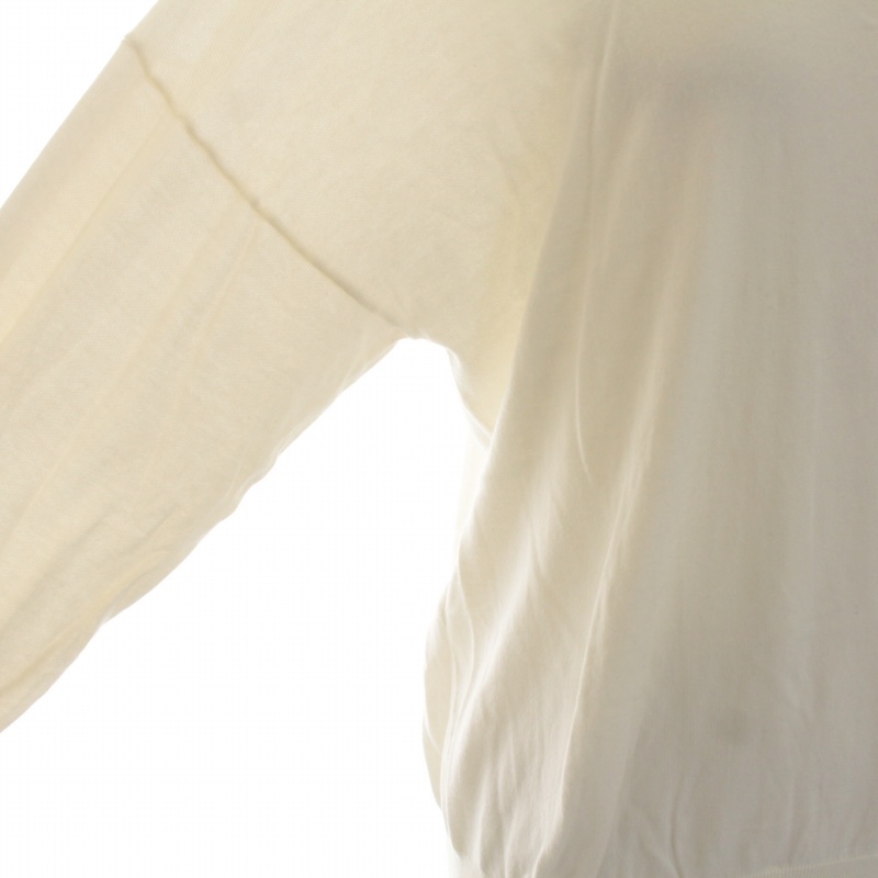 デミルクス ビームス Demi-Luxe BEAMS material of Italy リブニット セーター 長袖 クルーネック 薄手 シルク混 F 白 ホワイト_画像7