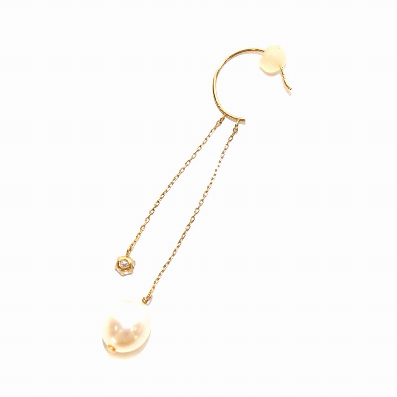  Star Jewelry WTP/PEARL HOOK P earrings both ear for K10 fresh water pearl white topaz yellow gold lady's 