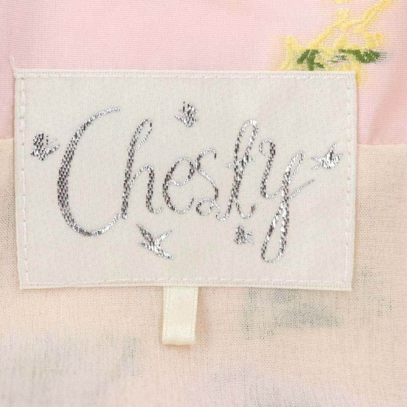 チェスティ Chesty 22SS 刺繍フラワージャガードロングワンピース ミモレ丈 ノースリーブ 0 ピンク マルチカラー /MI ■OS レディース_画像3