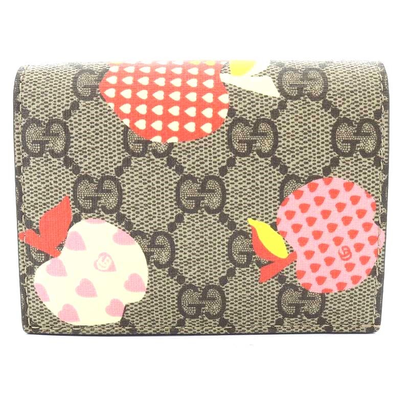 グッチ GUCCI GGスプリーム レ ポム カードケース ウォレット 財布 二つ折り ベージュ 663922 /YO10 ■OH レディース