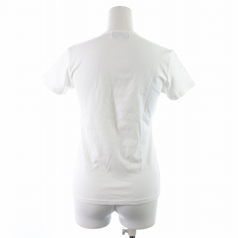 エンポリオアルマーニ EMPORIO ARMANI Tシャツ カットソー クルーネック プルオーバー 半袖 ロゴ プリント S 白 ホワイト 黒 /SI45_画像2