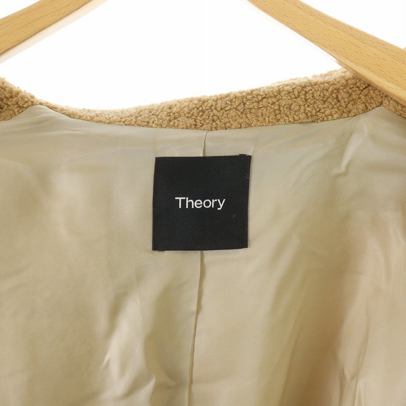 セオリー theory 22AW Teddy Fleece Faux Fur Peacoat ピーコート ショート ダブル ウール S ベージュ 2309604 /SI21 レディース_画像8