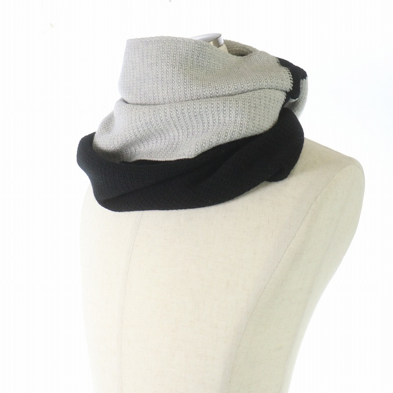 HOMME PLISSE ISSEY MIYAKE 23AW FRAME AND BLOCKS muffler snood neck warmer bai color wool black light gray /SI6