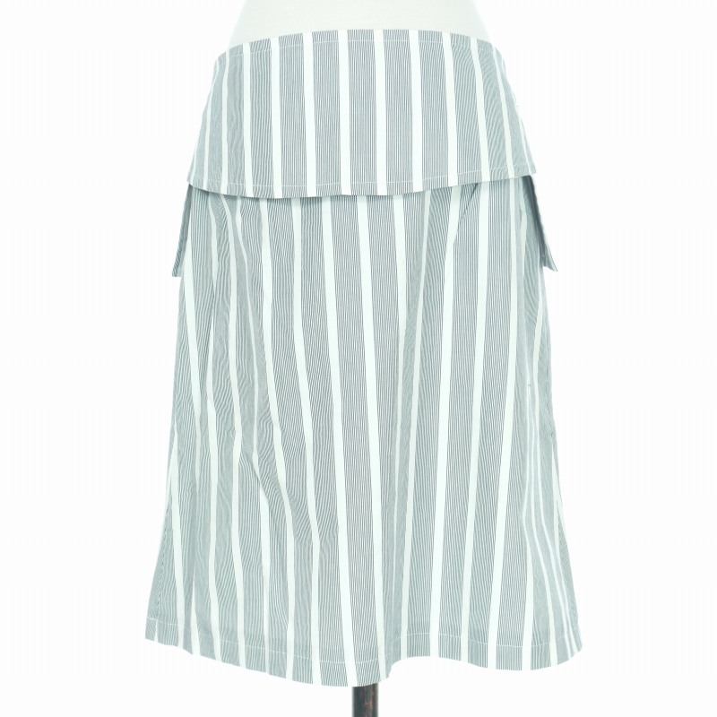  A.P.C. A.P.C. stripe skirt bottoms side Zip cotton 38 blue blue white domestic regular lady's 