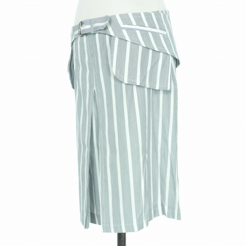  A.P.C. A.P.C. stripe skirt bottoms side Zip cotton 38 blue blue white domestic regular lady's 