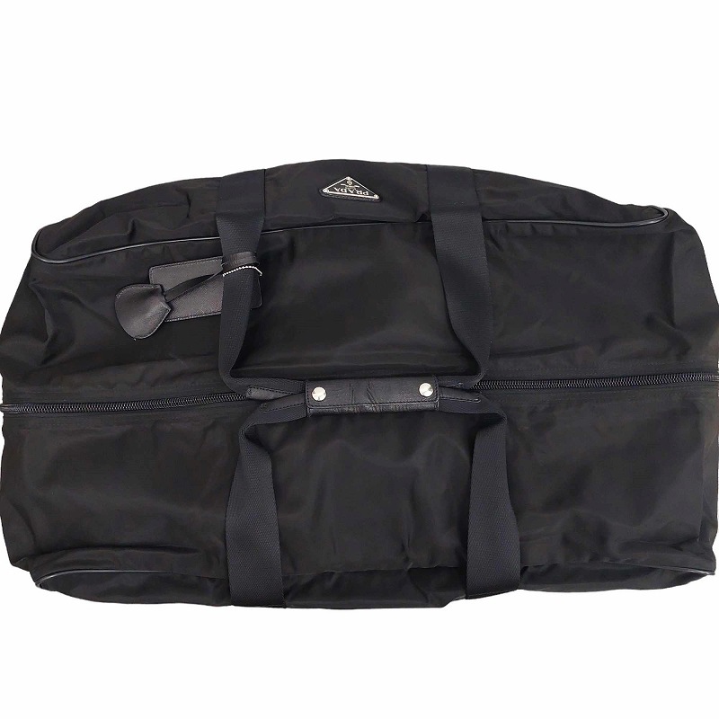 プラダ PRADA ボストンバッグ ハンドバッグ 旅行鞄 三角ロゴプレート 大容量 ナイロン イタリア製 ブラック 0225 メンズ_画像5