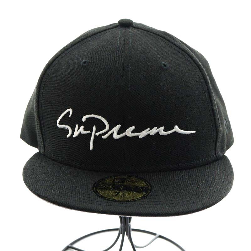 シュプリーム SUPREME 18SS Classic Script New Era キャップ 野球帽 帽子 ロゴ刺繍 7 5/8 黒 ブラック /AN11 メンズ_画像2