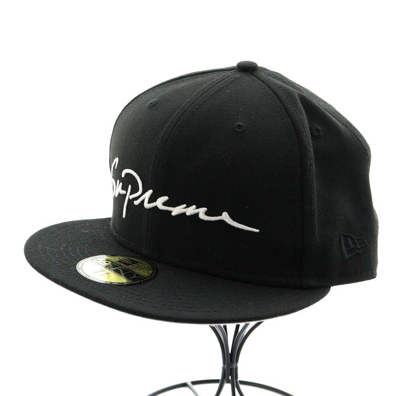 シュプリーム SUPREME 18SS Classic Script New Era キャップ 野球帽 帽子 ロゴ刺繍 7 5/8 黒 ブラック /AN11 メンズ_画像1