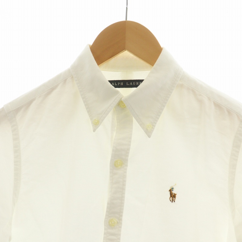 ラルフローレン RALPH LAUREN ポロシャツ カットソー 長袖 コットン ロゴ 刺繍 9 M 白 ホワイト BLRLCM2201 /MQ メンズ_画像3