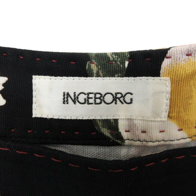 インゲボルグ INGEBORG 花柄 ロング スカート ブラック系 M 240226E ■GY31 レディース_画像3
