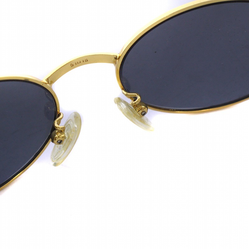 FENDI ヴィンテージ オーバル サングラス 眼鏡 アイウェア ケース付 メタル プラスチック ロゴ イタリア製 ゴールドカラー 黒_画像8