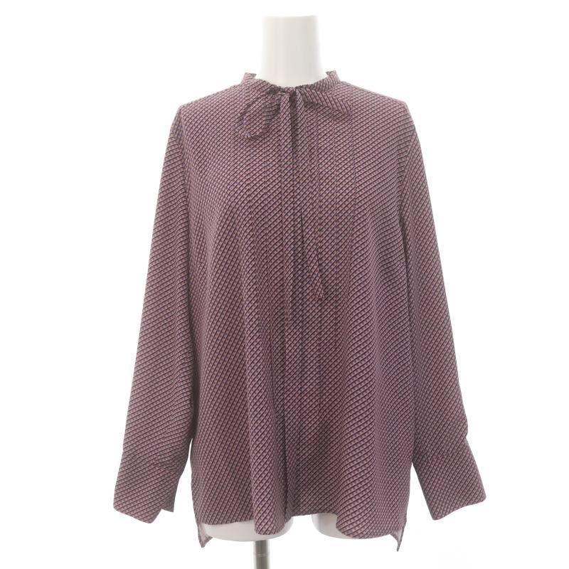  Ballsey BALLSEY Tomorrowland 22AWkika diagonal print bow Thai blouse long sleeve 36 pink purple black /MI #OS lady's 