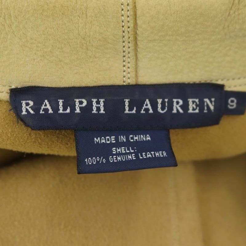 ラルフローレン RALPH LAUREN フリンジレザージャケット 薄手 ステンカラー 9 イエローベージュ /DO ■OS ■SH レディース_画像3