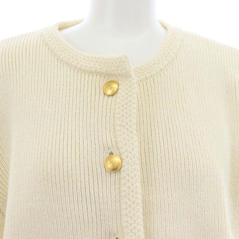  seven ton baimi ho leather hitoSEVEN TEN by miho kawahito gold button knitted cardigan long sleeve S eggshell white /DF #OS lady's 