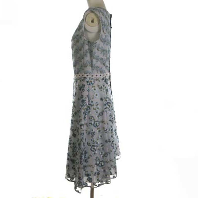 トッカ TOCCA LATIFOLIA REVIVAL ドレス ワンピース ノースリーブ 花柄 刺繍 レース OPTOKA0901 4 ブルー レディース_画像2