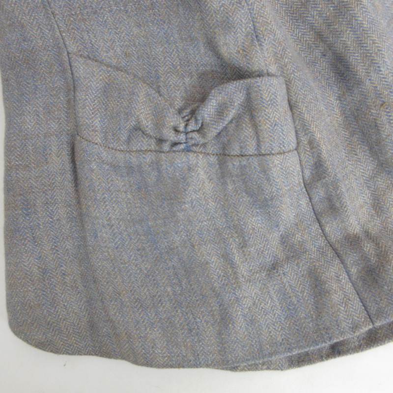  Agnes B agnes b. 90s tailored jacket blaser long sleeve linen France made herringbone pattern gray series blue group 38 approximately M IBO47