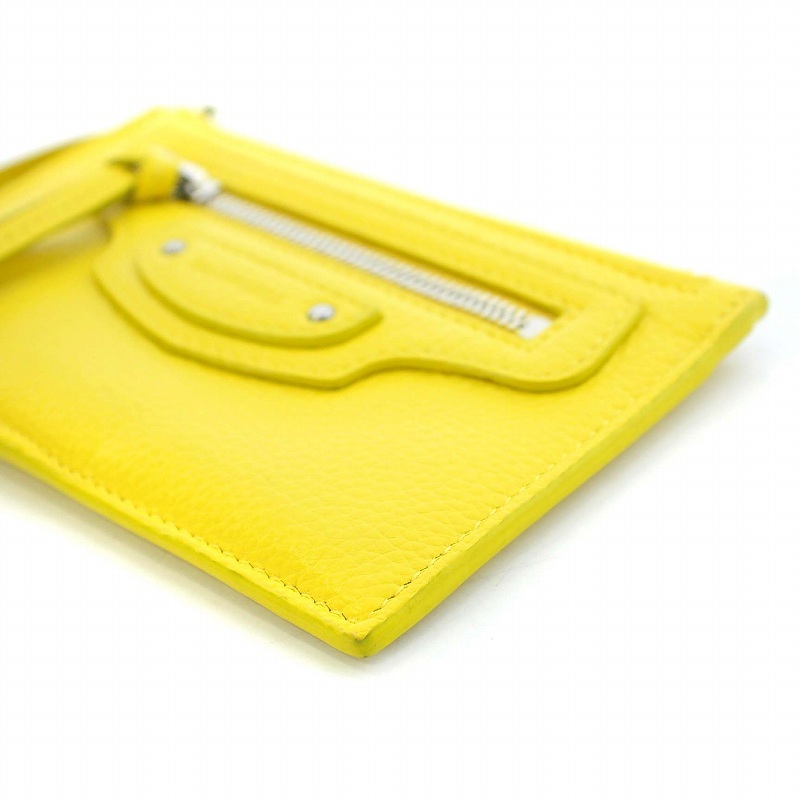  Balenciaga BALENCIAGA NEO CLASSICf rug men to case card-case change purse . pouch leather yellow color yellow 640110*7111 /TK #OHre