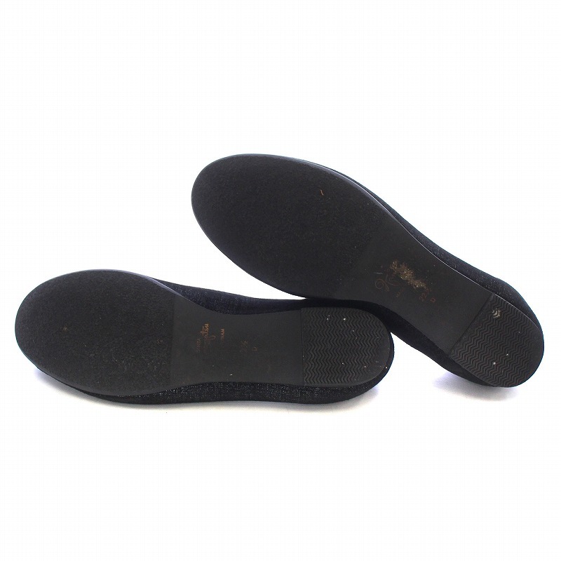  Ginza Kanematsu GINZA Kanematsu плоская обувь хлеб p sling узор ламе нить 22.5cm чёрный черный /KW женский 
