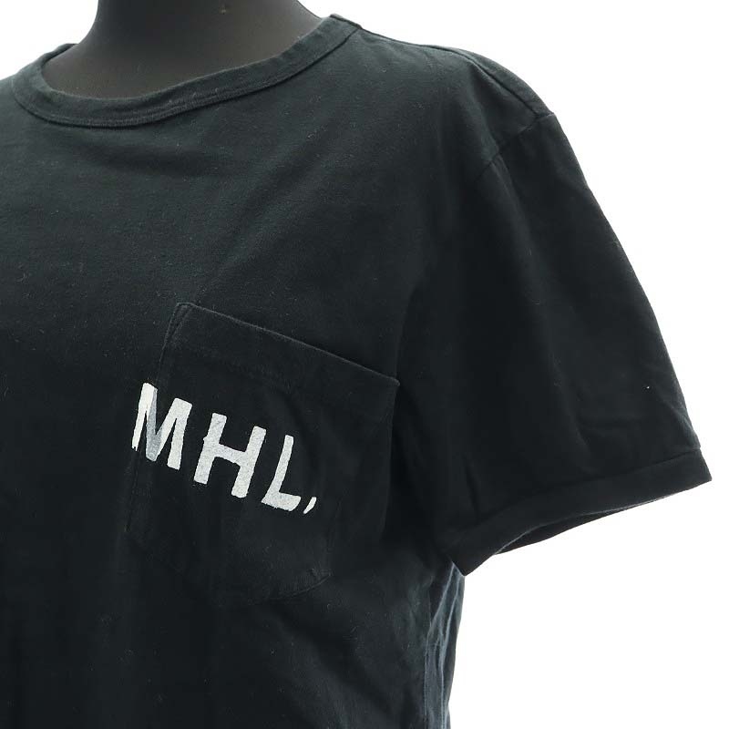 マーガレットハウエル MHL. ロゴTシャツ クルーネック プルオーバー S 黒 ブラック /SY ■OS レディース_画像4