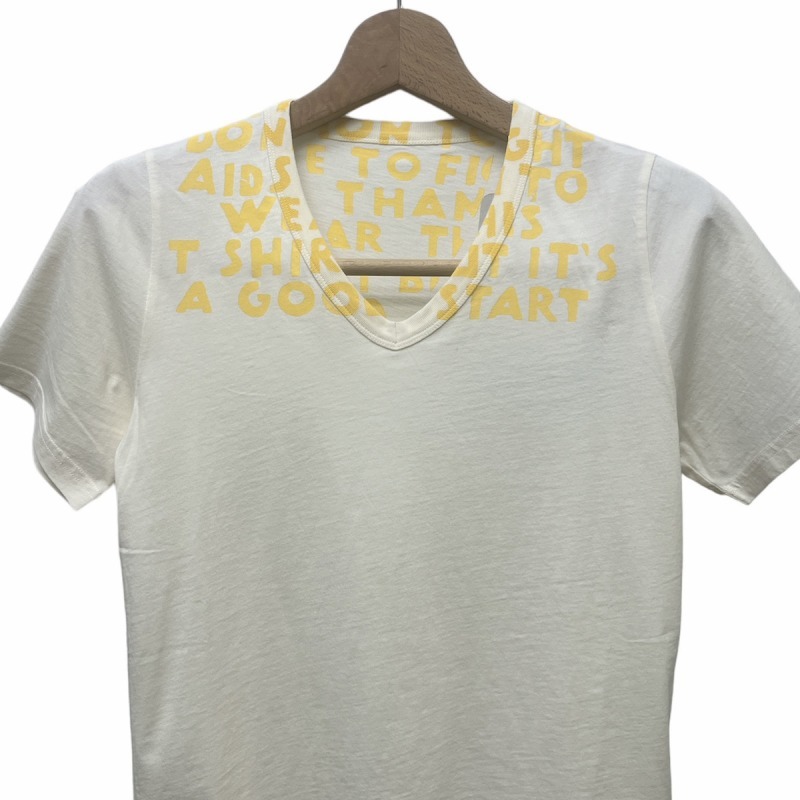 未使用品 メゾンマルジェラ Maison Margiela 17SS エイズTシャツ Ｖネック T-shirts S030-MM MALE RTW MAIN XS ベージュ S30GJ0004■GY33_画像3