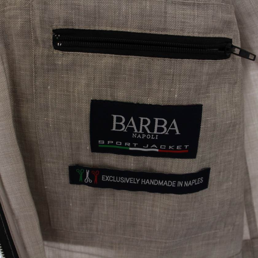 バルバ BARBA SPORT JACKET ブルゾン ジャケット ジップアップ リネン ウール シルク 48 L ベージュ /BM メンズ_画像3