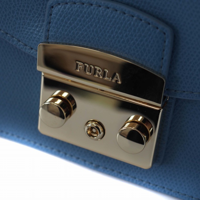 フルラ FURLA メトロポリス METROPOLICE ショルダーバッグ チェーン レザー 青 ブルー /BM レディース_画像5