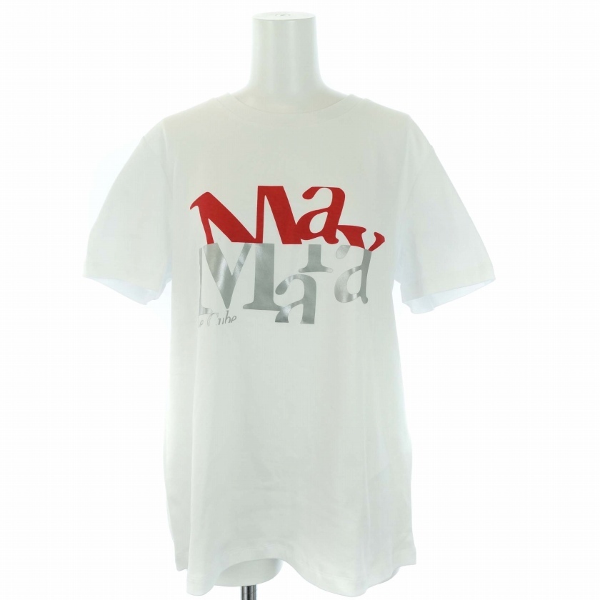 Sマックスマーラ 'S Max Mara 23SS GILBERT Tシャツ カットソー 半袖 クルーネック ロゴ プリント L 白 ホワイト /BM レディース_画像1