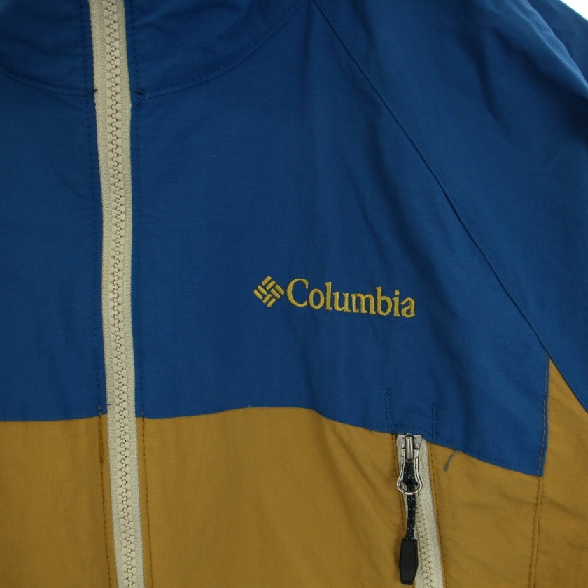 コロンビア Columbia マウンテンパーカー ジャケット ジップアップ ロゴ刺繍 ナイロン M 青 ブルー ベージュ 1563851 /BM メンズ_画像6