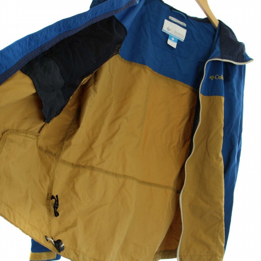コロンビア Columbia マウンテンパーカー ジャケット ジップアップ ロゴ刺繍 ナイロン M 青 ブルー ベージュ 1563851 /BM メンズ_画像4