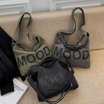 [ canvas bag ] tote bag messenger bag shoulder bag going to school bag high capacity man and woman use fastener attaching color mocha 