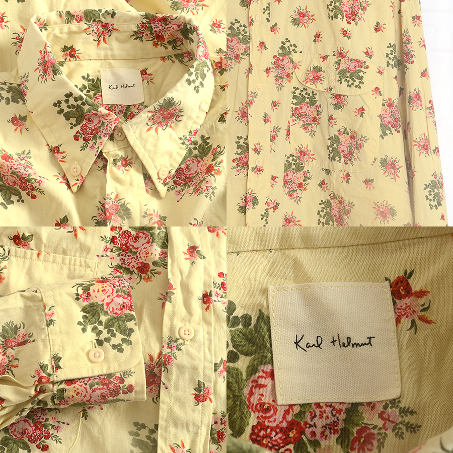 KS261 Karl hell mKARL HELMUT long sleeve shirt L shoulder width 53 button down floral print mail xq