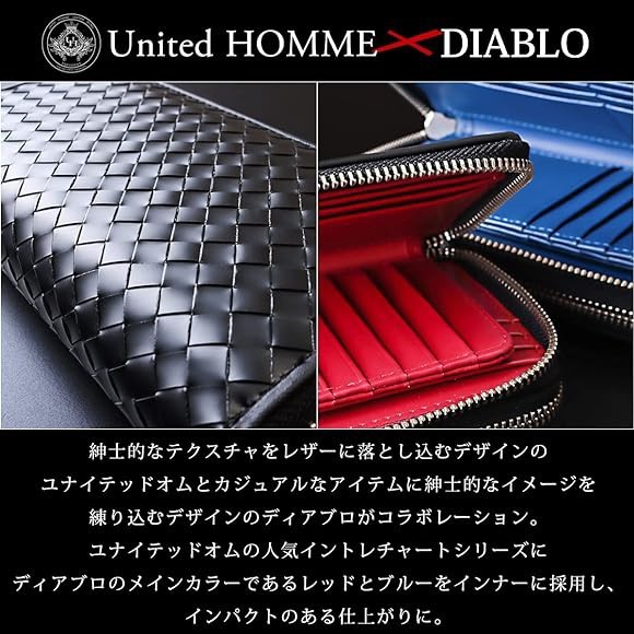 新品未使用　ディアブロ　財布 メンズ 長財布 ダブルファスナー ラウンドファスナー United HOMME　コラボ　ブラック×ブルー_画像3