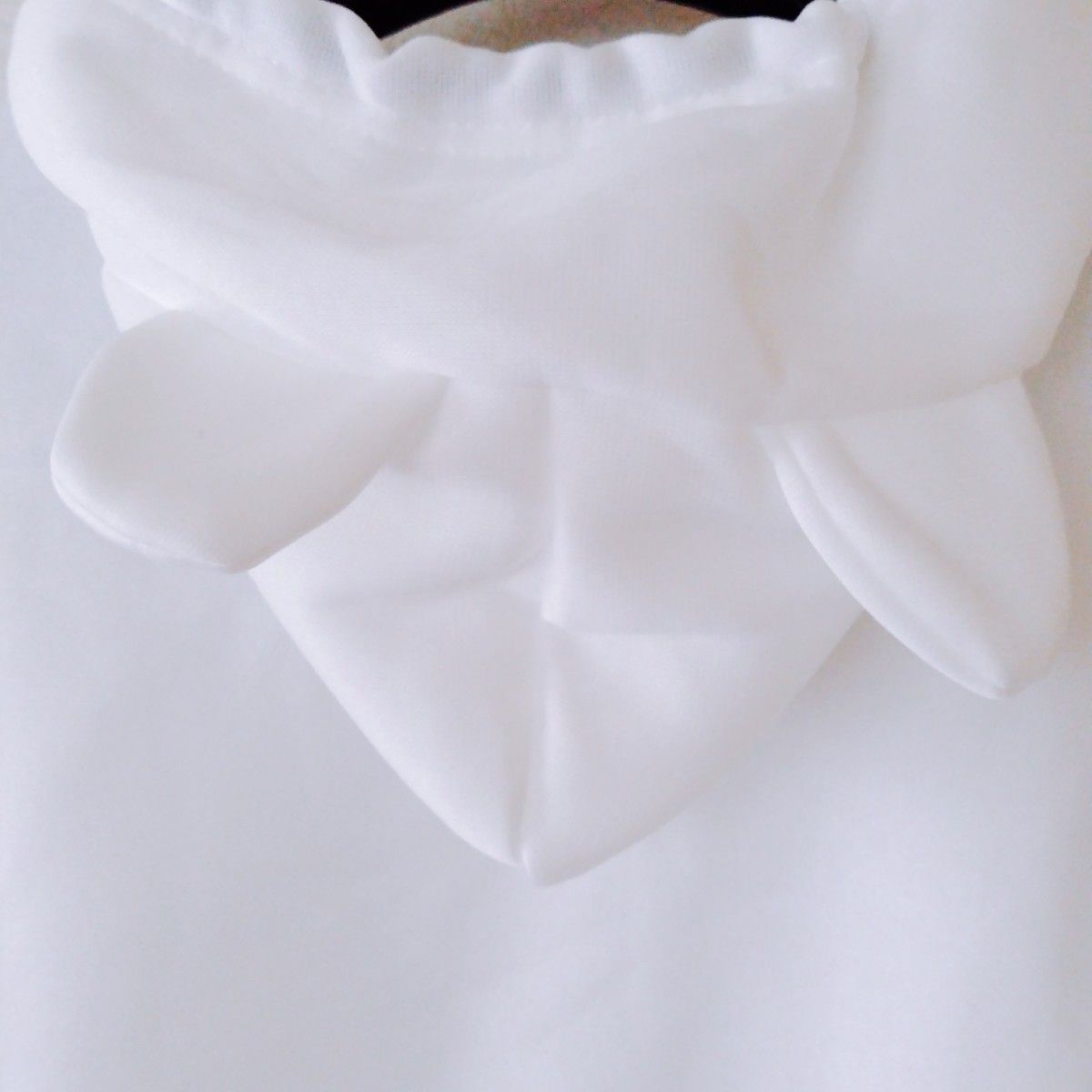 パーカー トレーナー ミッキーマウス風 フード ネズミ耳 手袋 ホワイト 白 裏起毛 フリース フリーサイズ ユニセックス