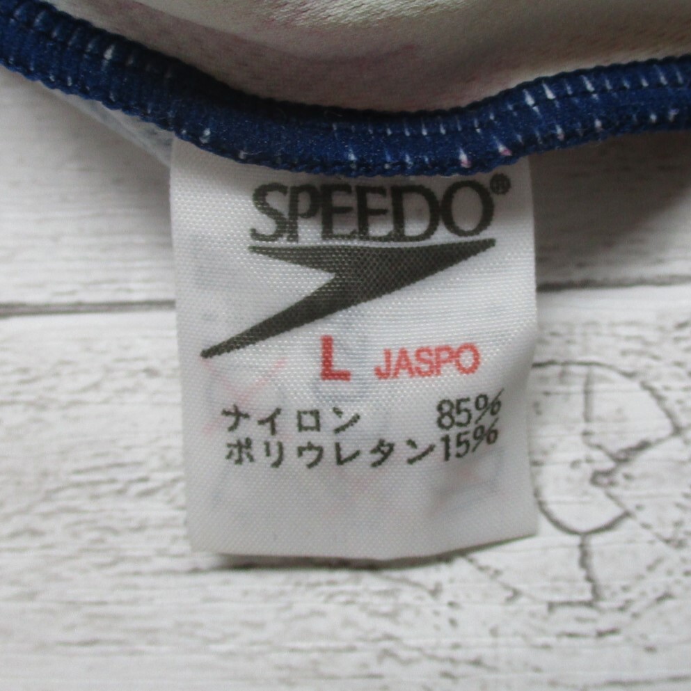 K9659★美品 スピード speedo 大きな花柄 ピンク 赤 黄色 JASPO ネイビー 紺 Lサイズ レディース水着 ワンピース フィットネス ジム 水泳_画像9