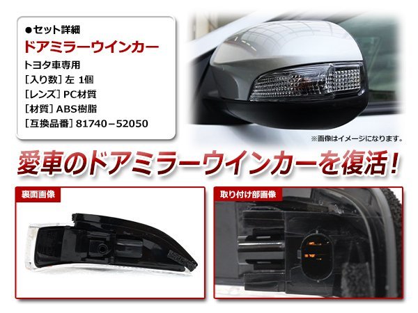 トヨタ アクア AQUA NHP10系 純正交換タイプ ドアミラー ウインカー レンズ サイドミラー ターンシグナルランプ 左 新品社外品_画像2