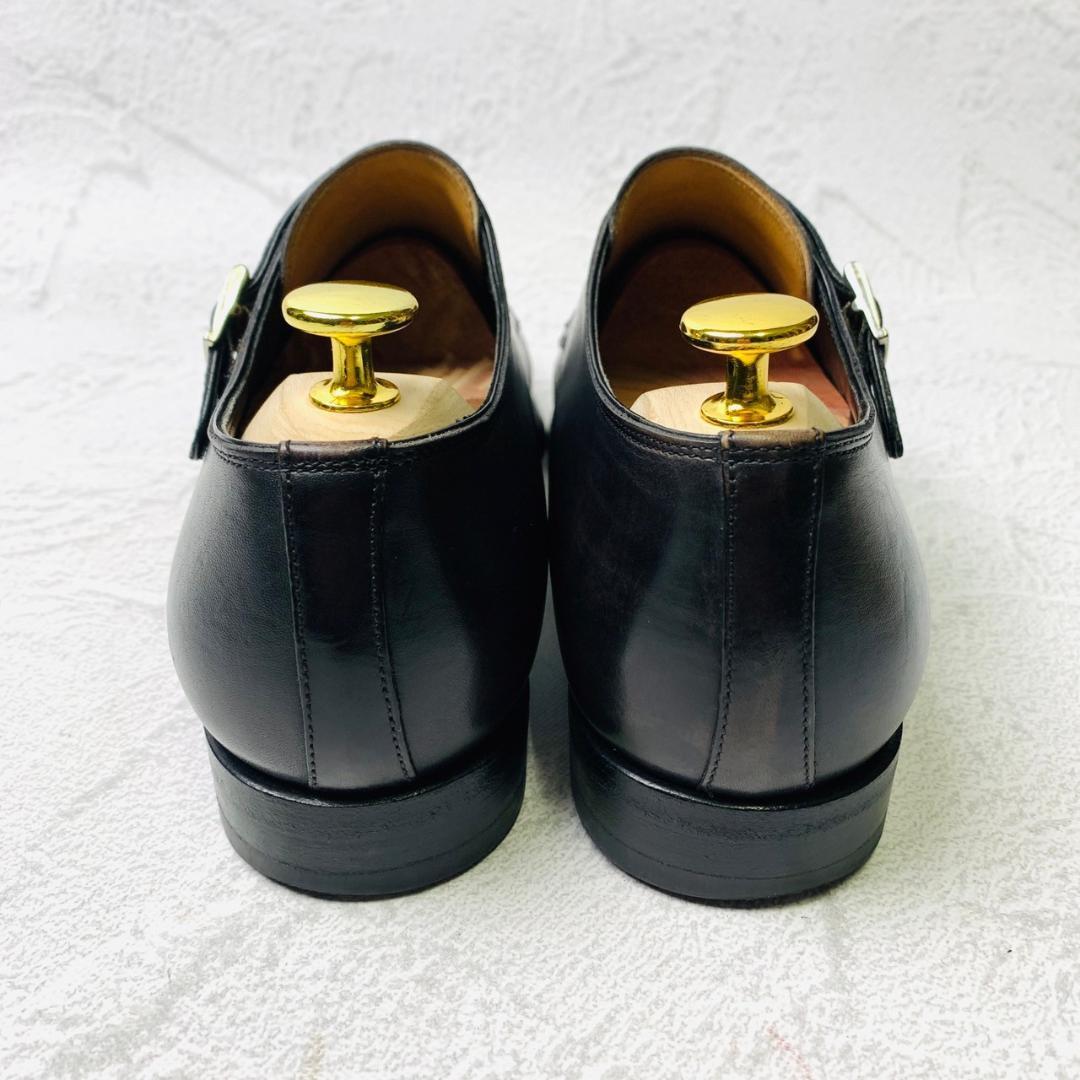 【良品】サントーニ SANTONI ダブルモンク ストレート ドレス 黒 ブラック 6 24.5cm 革靴 ロングノーズ 高級 上位ライン イタリア 紳士靴_画像5