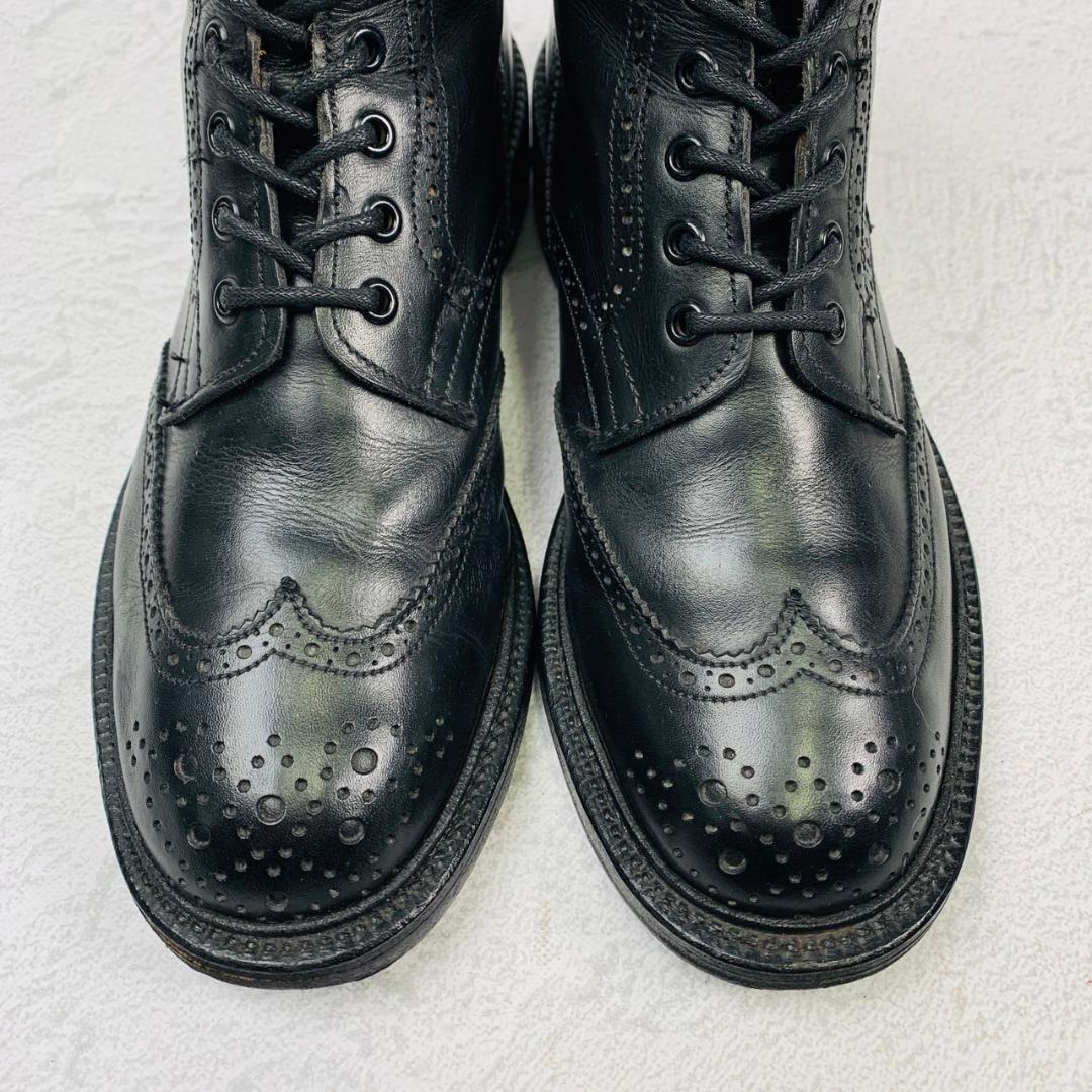 【外観美品】トリッカーズ Tricker's モールトン カントリー シュートブーツ 黒 ブラック 5 23.5cm アイレット ビンテージ ジャケパン_画像2