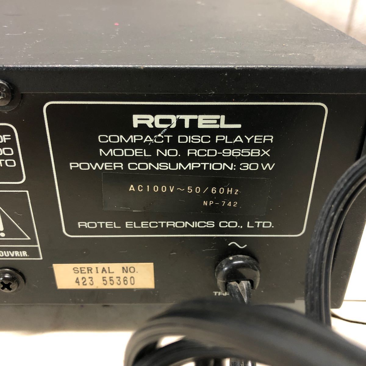 (J979) rotel rcd-965BX CDプレーヤー 通電のみ_画像6