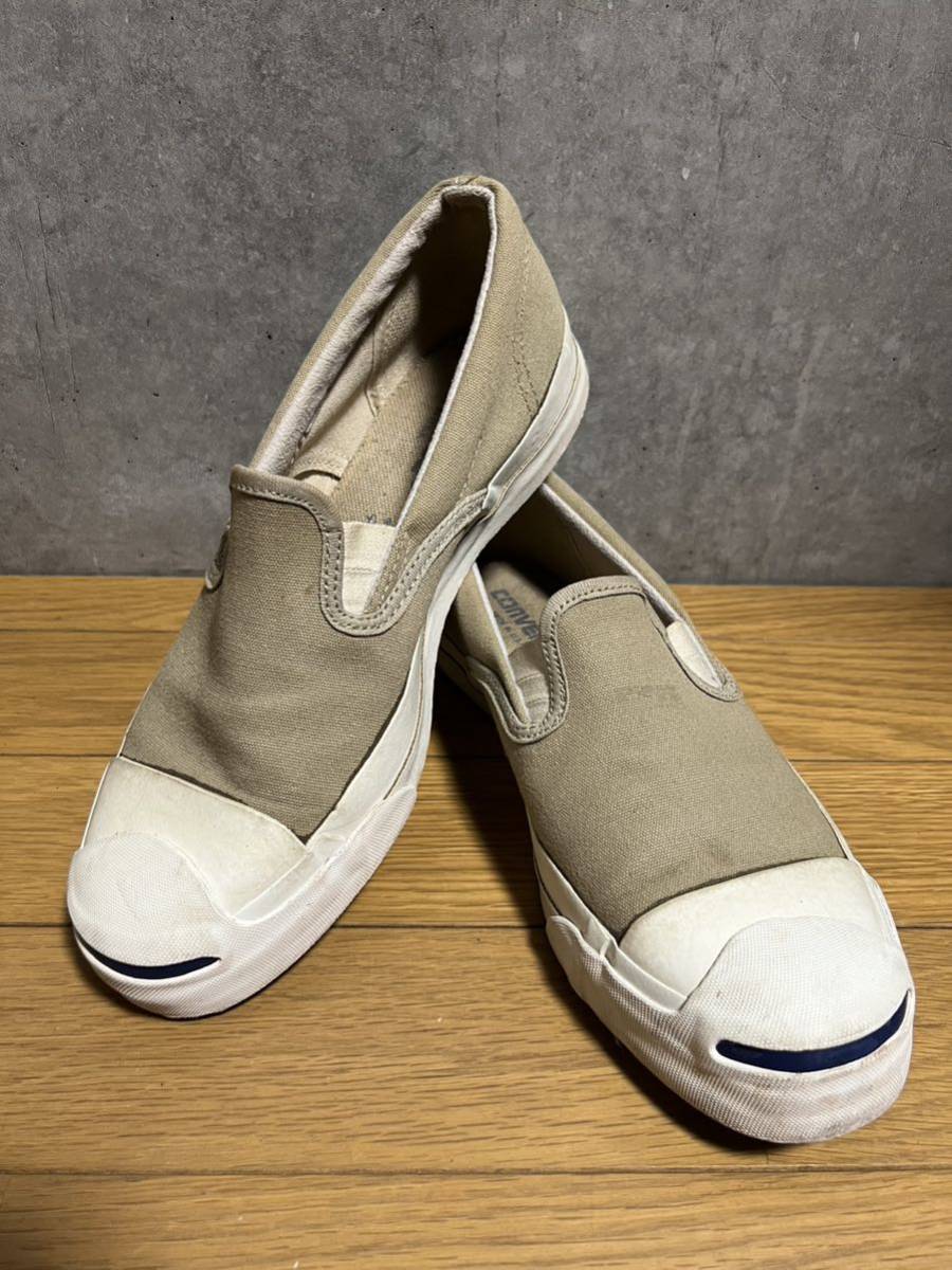 90s ヴィンテージ アメリカ製 CONVERSE JACK PURCELL KHAKI コンバース ジャックパーセル スリッポン カーキ US8.5シューズ MADE IN USA