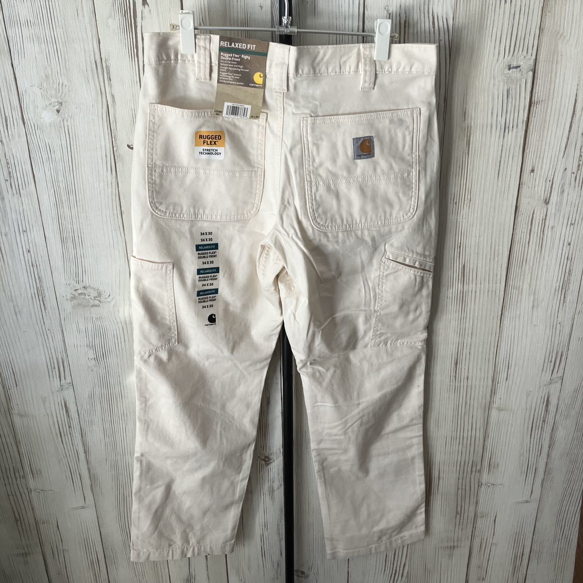 新品 carhartt カーハート Rugged Flex Rigby Double Front Pant ベイカーパンツ ワークパンツ ペインターパンツ ホワイト W34L30_画像4