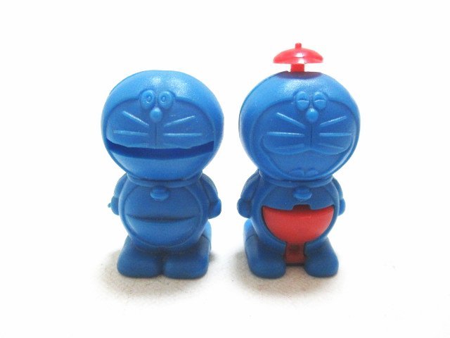 XW856* Glyco chocolate pi extra other old Doraemon Mini pra figure blue color red color / total 4 point / anime Shokugan Showa Retro that time thing / present condition delivery 