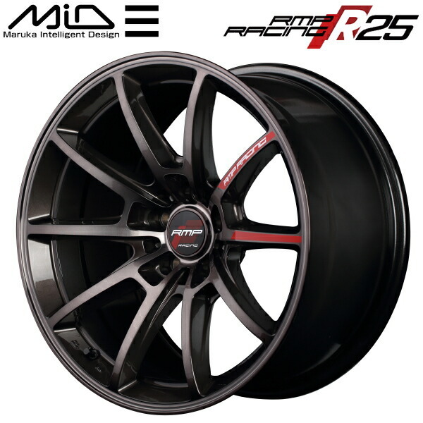 MARUKA MID RMP RACING R25 ホイール4本Set ガンメタポリッシュ/ブラッククリア 5.0J-15インチ 4穴/PCD100 インセット+45_画像1