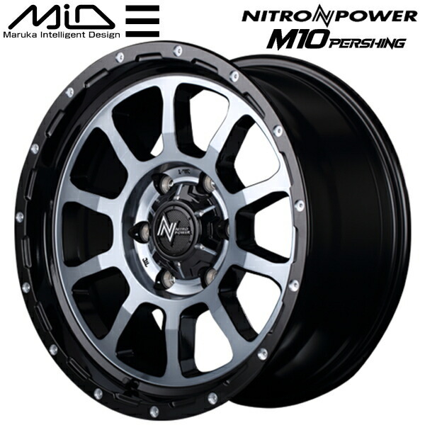 MARUKA MID NITRO POWER M10 PERSHING ホイール1本価格 ブラック/DC+マシニング/ブラッククリア 6.5J-17インチ 6穴/PCD139.7 インセット+38_画像1