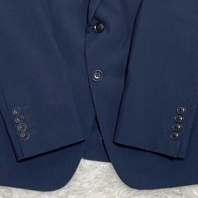 SUIT SELECT スーツセレクト メンズスーツ セットアップ 2B A4 Sサイズ ネイビー ストライプ 背抜き 春夏 ビジネス シングル_画像5