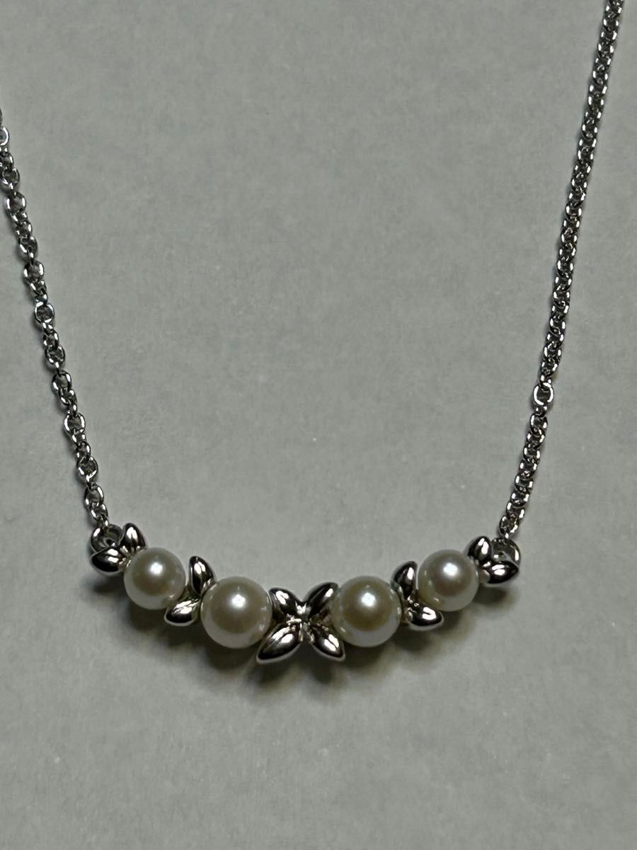 高価値 田崎真珠 美品❗️TASAKI パール クローバーシルバーネックレス