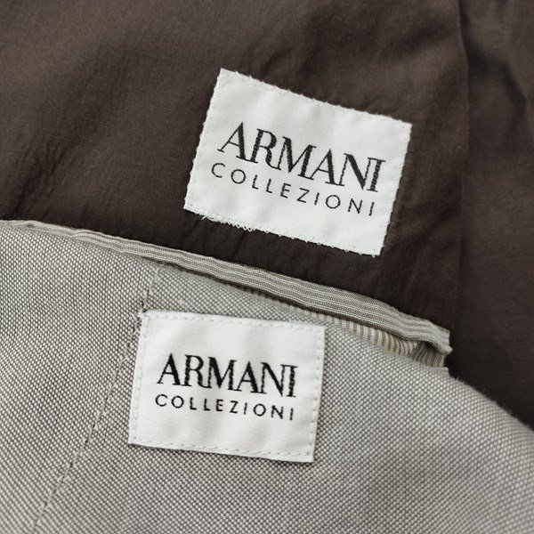 E255b [人気] ARMANI COLLEZIONI アルマーニコレッツォーニ スーツ セットアップ ジャケット 56 パンツ 54 カーキ 2B | アウター G_画像3