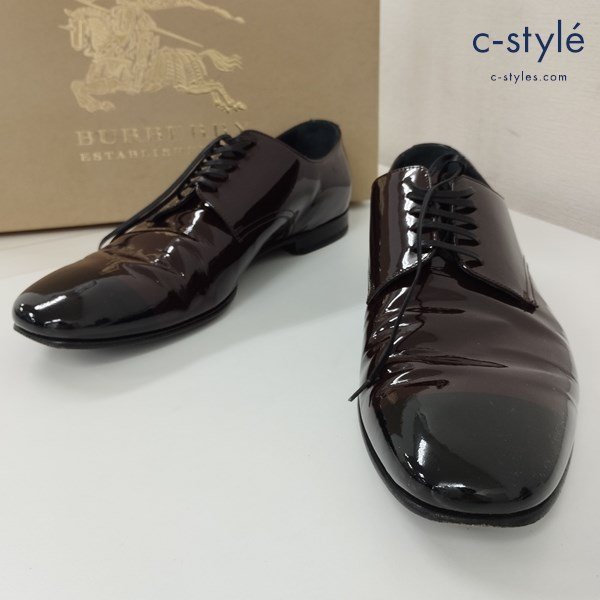 E234b [人気] BURBERRY バーバリー PATENT LEATHER LACE UP DERBY レザーシューズ 41 ブラウン系 PRORSUM | P_画像1