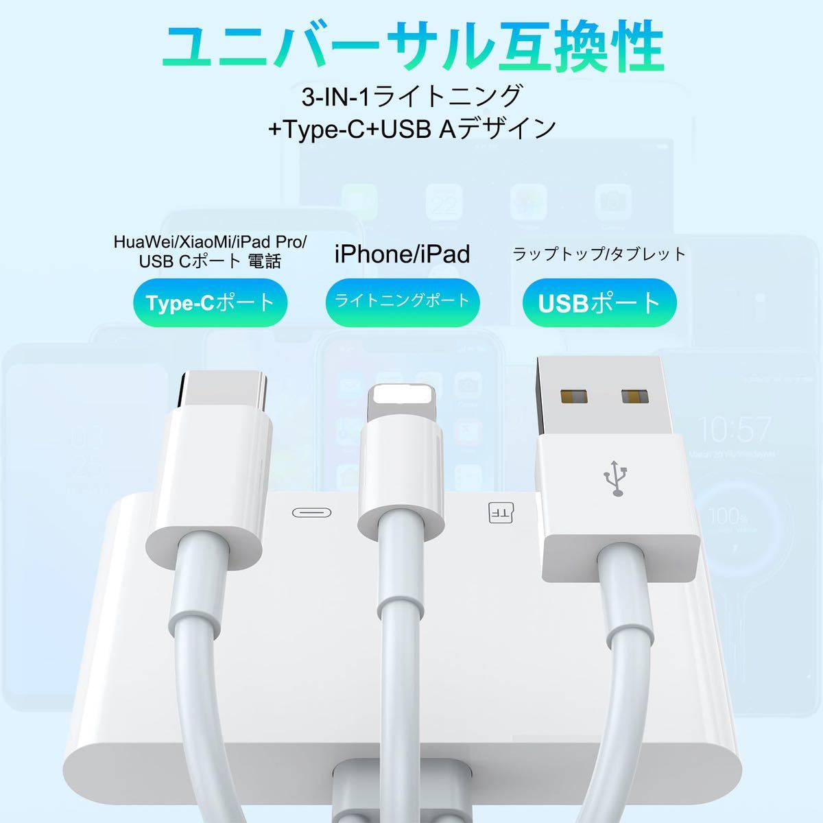 【MFi正規認証品】SDカードリーダー iPhone USB Type C 5 IN1 カードリーダー SD/TF同時読み書きSD/Micro SD/SDHC/SDXC/MMCカード対応AP436_画像2