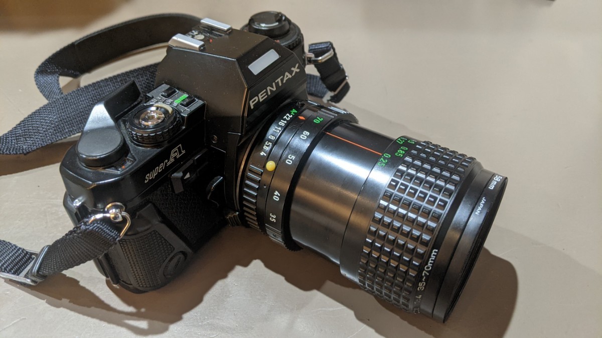 ペンタックス PENTAX Super A ブラック　一眼レフカメラ 35-70mm レンズセット フィルムカメラ　フラッシュおまけ_画像2